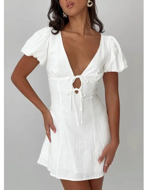 Beloved Puff Sleeve Linen Blend Mini Dress
