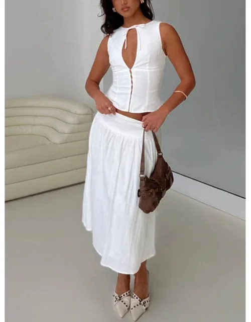 Heart Of Gold Linen Blend Midi Skirt