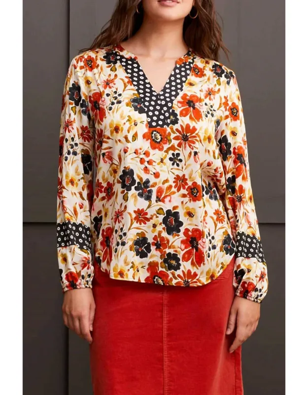 Placket V-neck Blouse