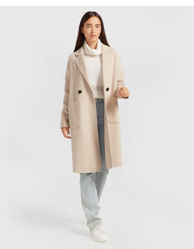 Double-breasted Wool Blend Coat