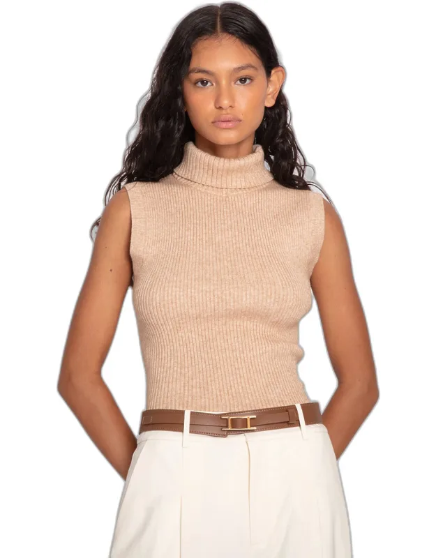 Sleeveless Turtle Neck Knit