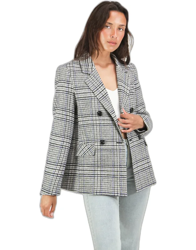 Wool Blend Plaid Blazer
