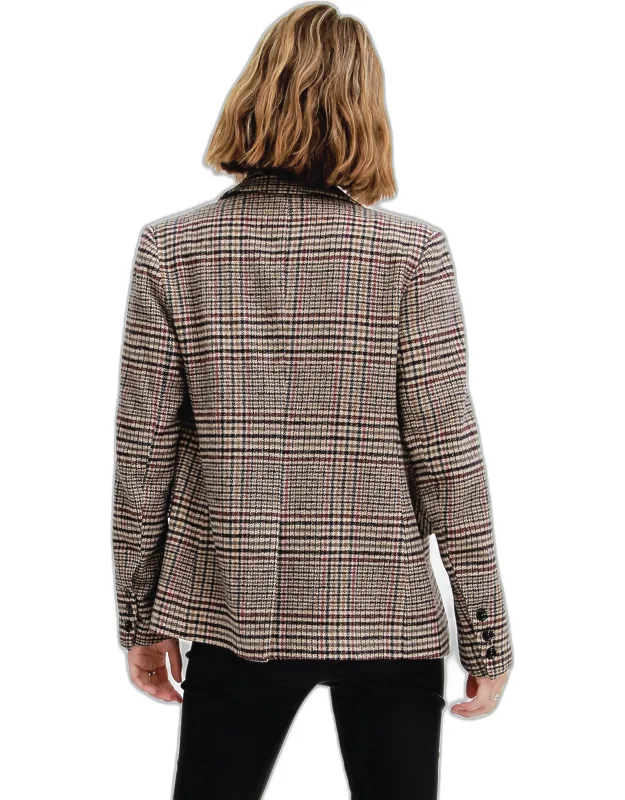 Wool Blend Plaid Blazer