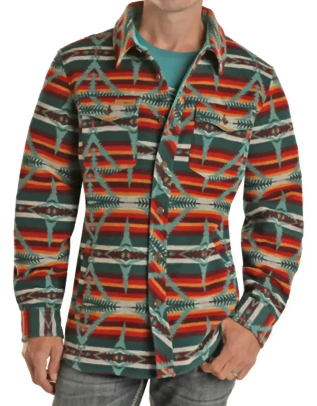 Aztec Wool Blend Shirt Jacket