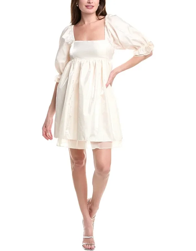 Shiny Puff Sleeve Mini Dress