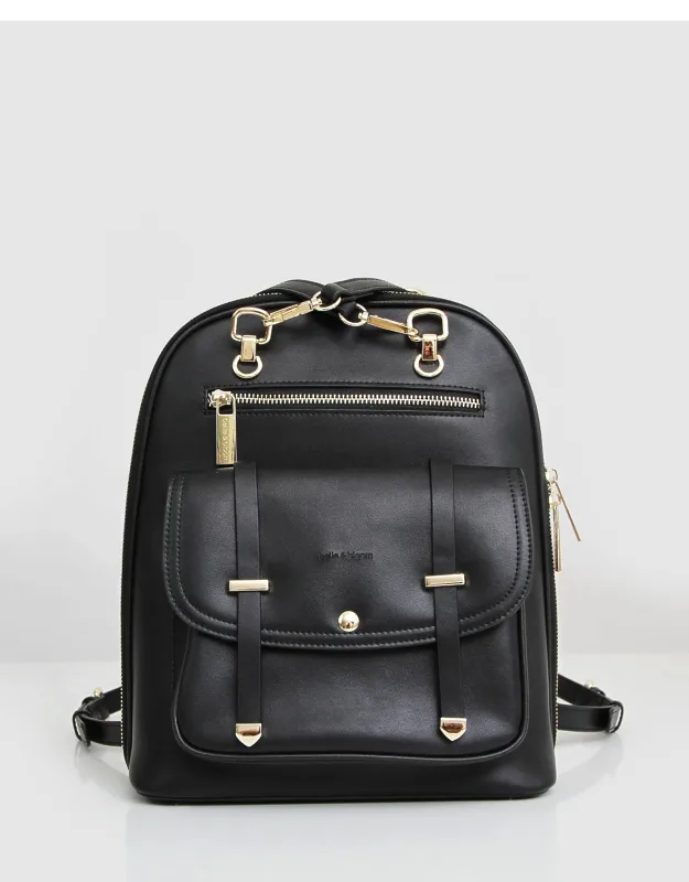 5th Ave Leather Backpack With Multiple Pockets And Convertible Design