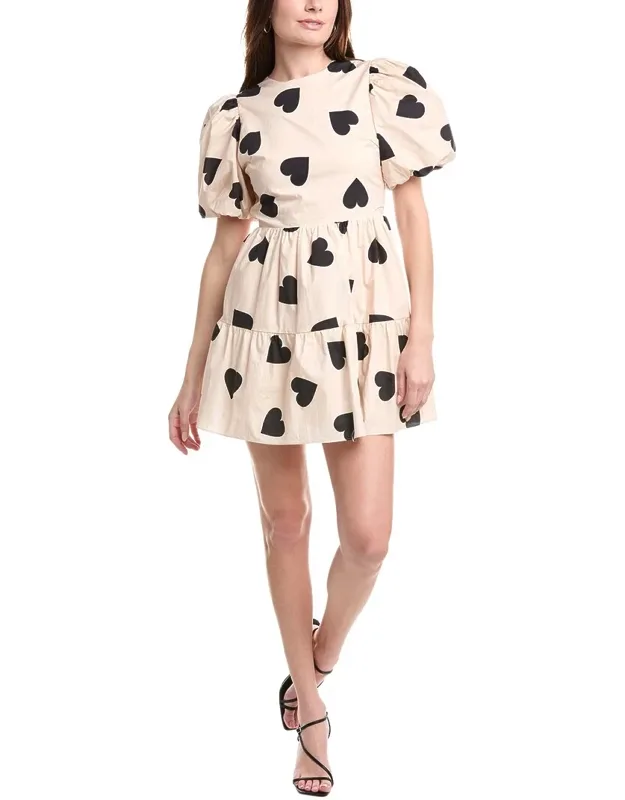Mini Dress With Cutout Back And Puff Sleeves