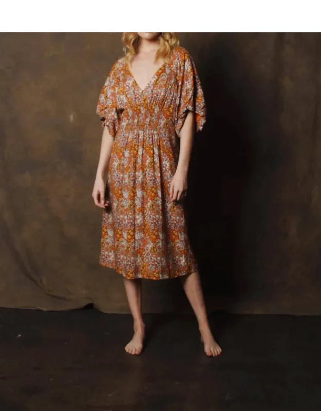 Pull On V-neck Midi Dress