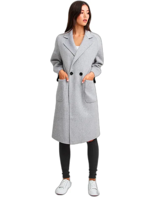 Publisher Double-breasted Coat With Notched Collar And Patch Pockets