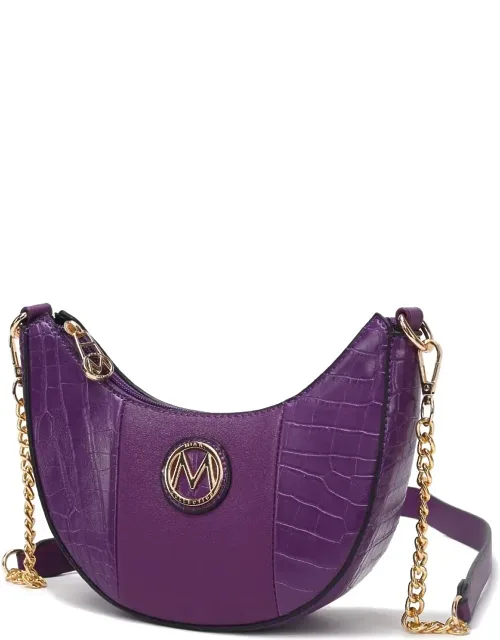 Amira Crocodile Embossed Vegan Leather Shoulder Handbag