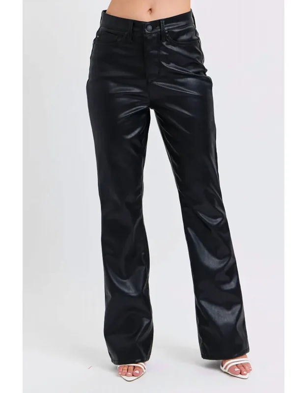 Tummy Control Faux Leather Boot Cut Pants