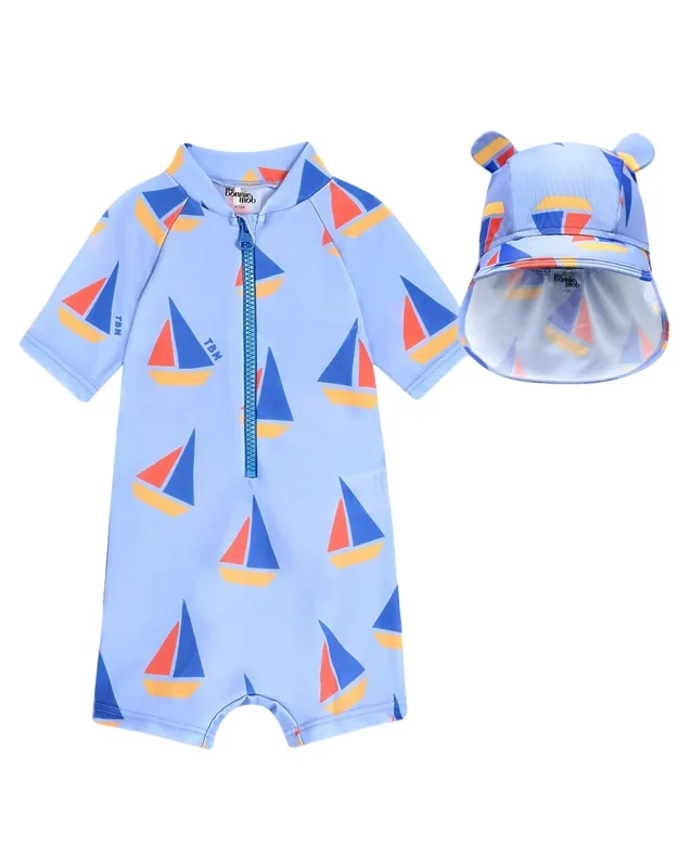 Rashguard Swimsuit And Hat Set