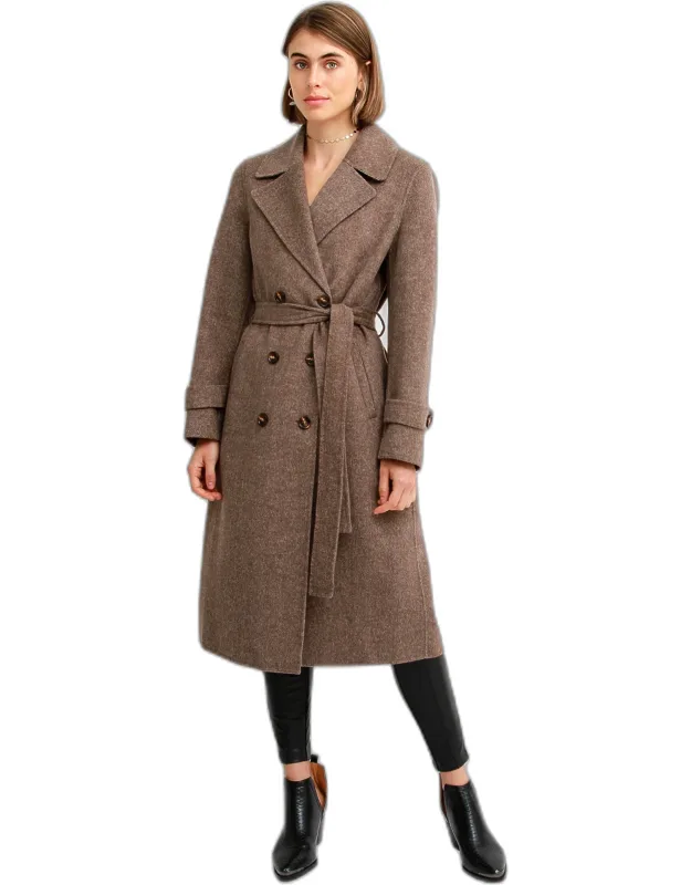Front Runner Belted Coat With Notched Collar And Welt Pockets