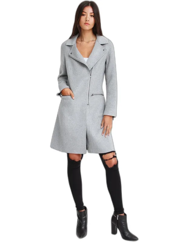 Wool Blend Moto Coat