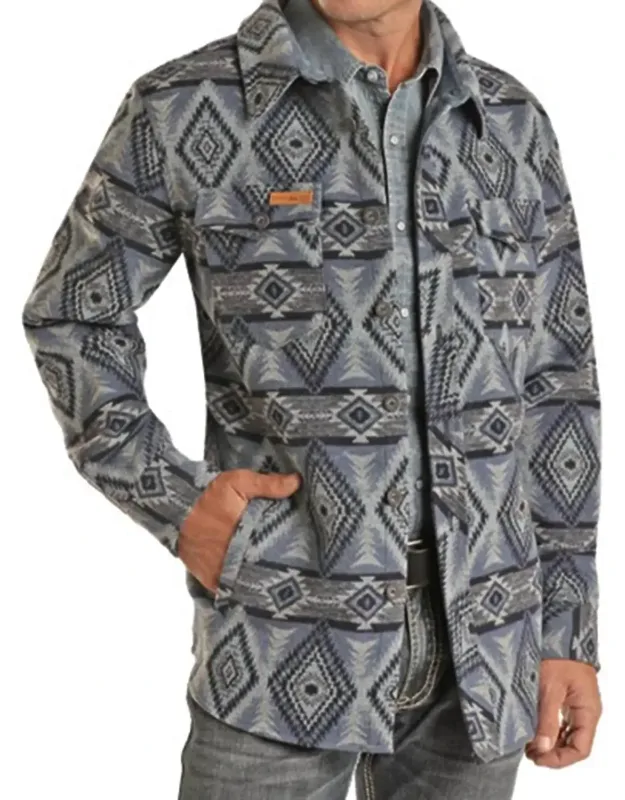 Aztec Jacquard Wool Shirt Jacket