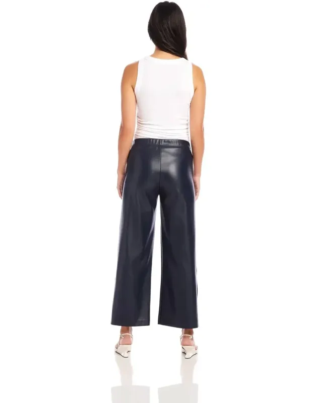Faux Leather Button-hem Pants