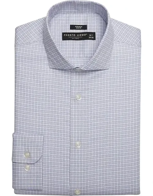Big & Tall Slim Fit Check Spread Collar Dress Shirt