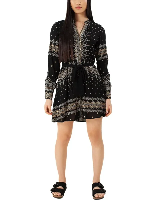 Mini Dress With Boho Style And Viscose Fabric