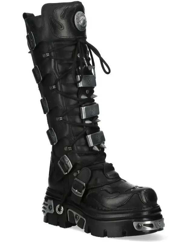 Knee High Leather Spiked Gothic Boots