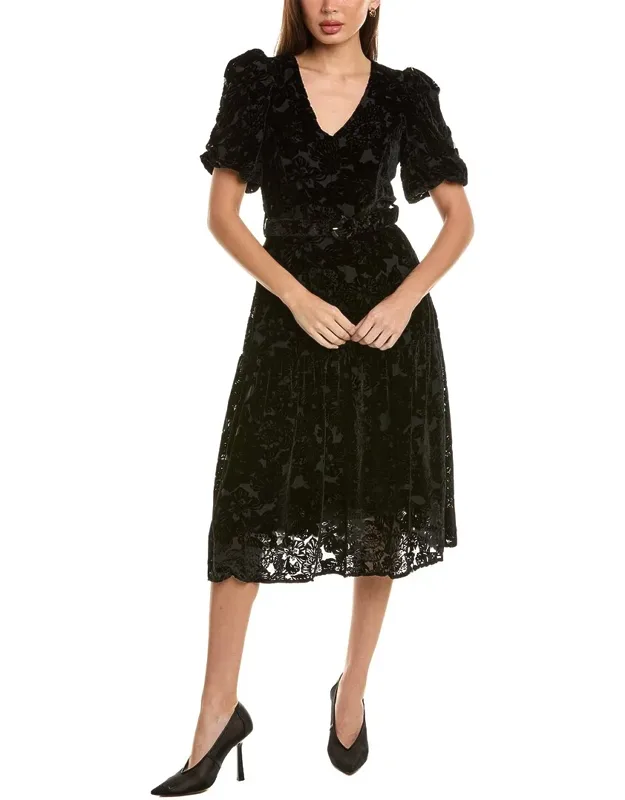 Velvet Burnout Silk-blend Dress, Elegant And Sophisticated