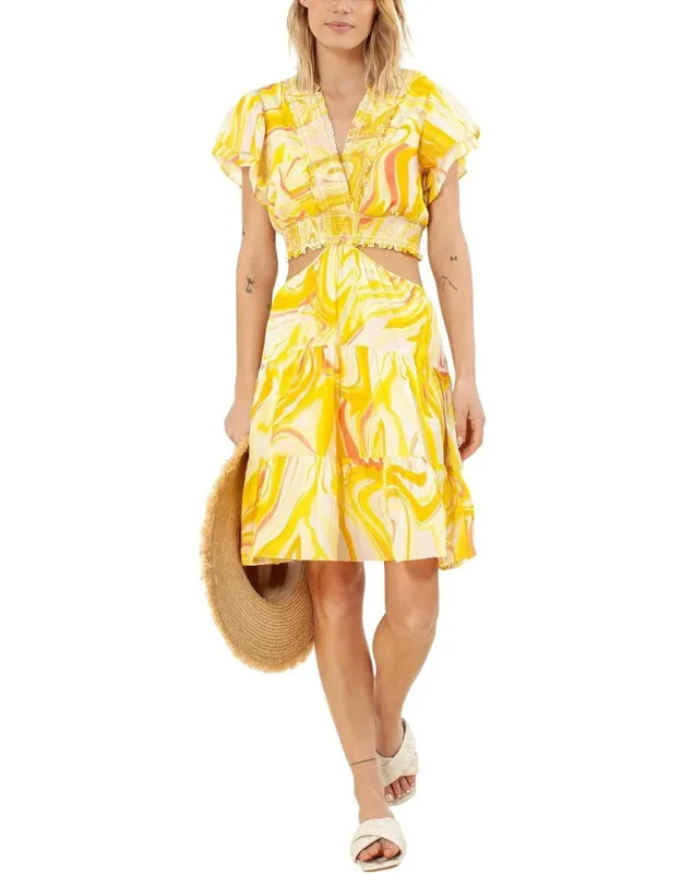 Mini Dress - Vibrant Yellow, 100% Cotton, Flattering Silhouette