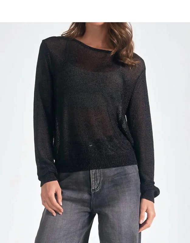 Metallic Mesh Crewneck Sweater