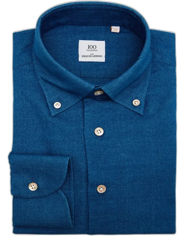 Japanese Denim Button-collar Sport Shirt