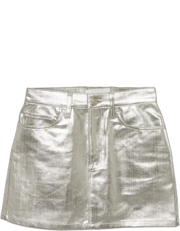 Silver Coated Denim Mini Skirt