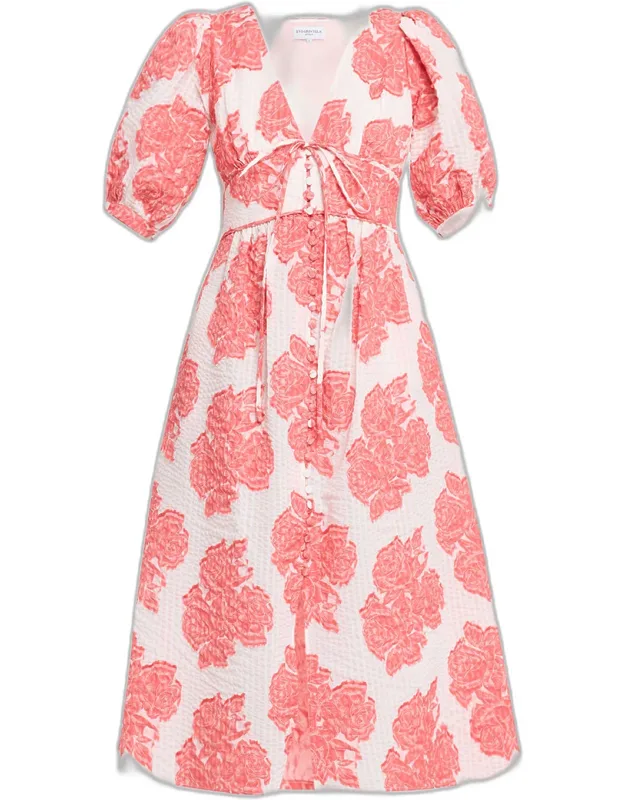 River Seersucker Midi Dress
