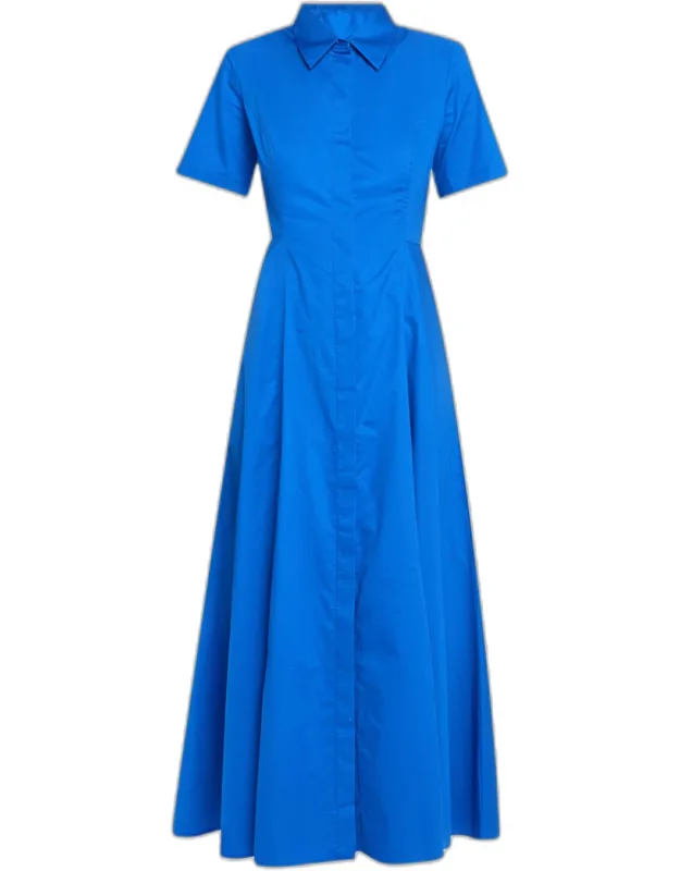 Side-slit Cotton Maxi Shirtdress