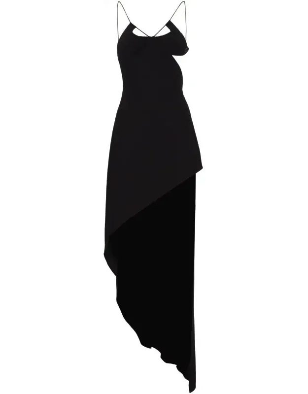 A Jersey Dress With Asymmetric Hem And Adjustable Size