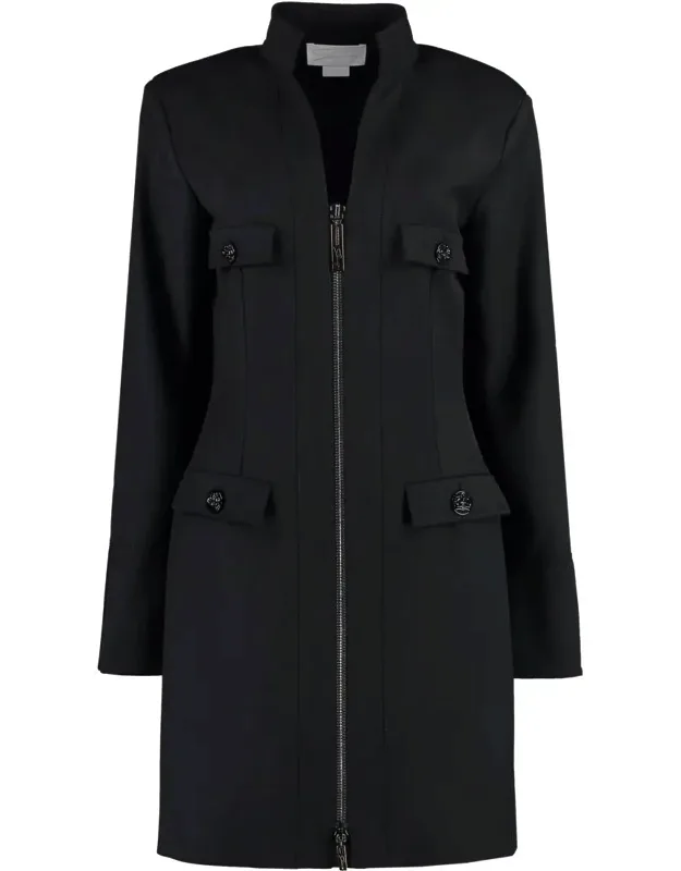 Dress With Four Front Flap Pockets And Cuffs With Slit