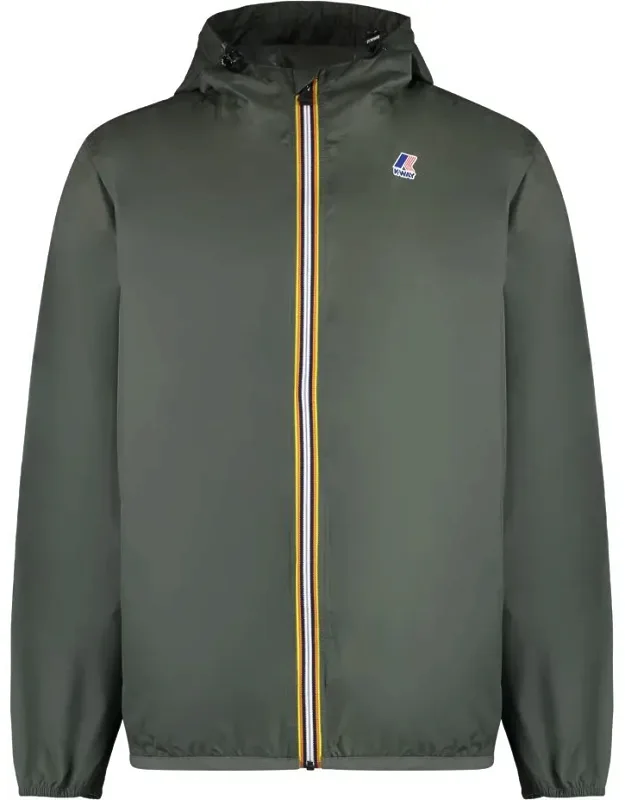 K-way Hooded Nylon Jacket With Packable Design And Adjustable Drawstring Hem