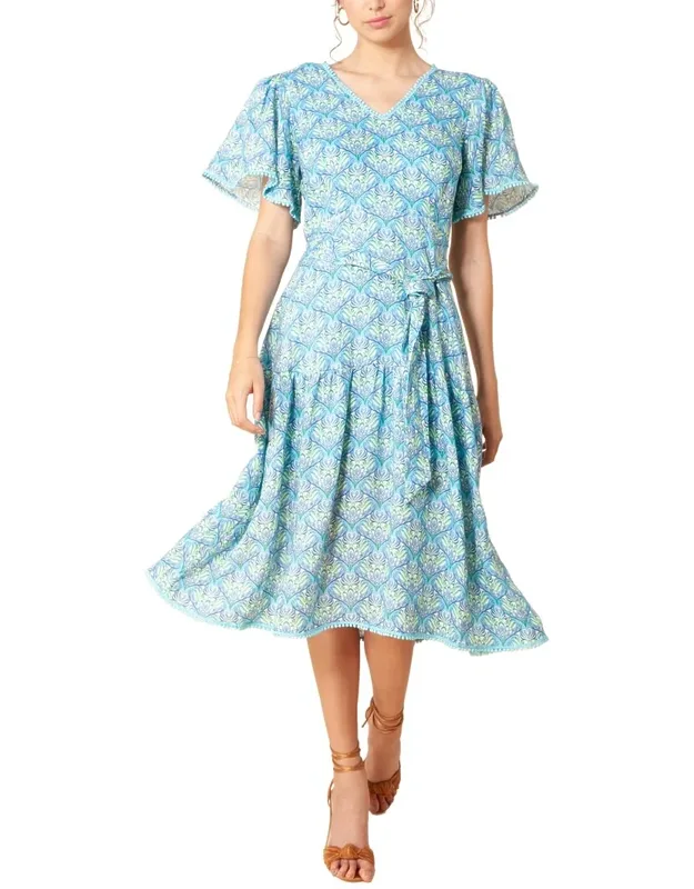 V-neck Linen Midi Dress