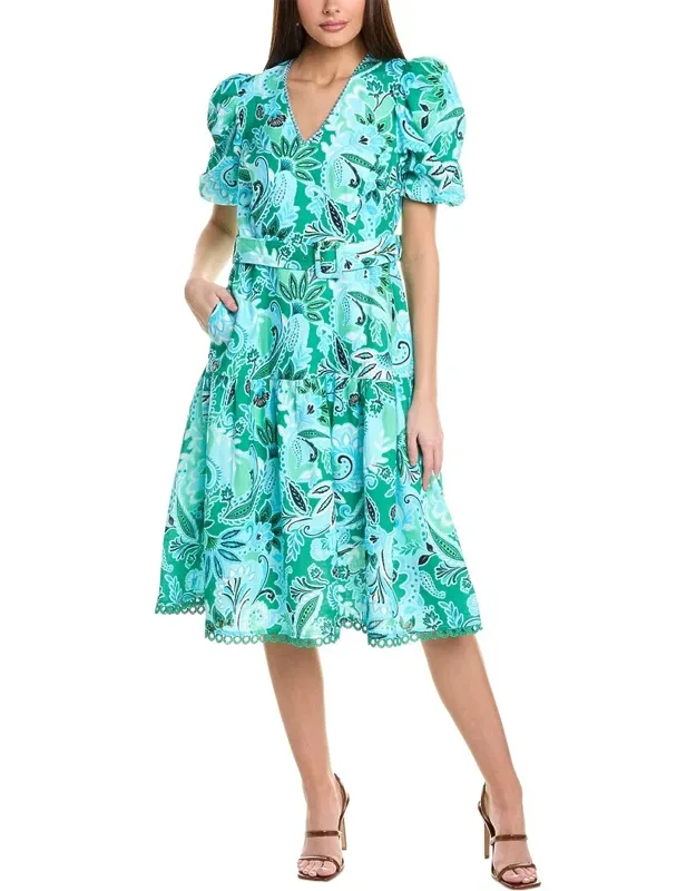 Hale Bob Mary Dress, Turquoise, 100% Linen