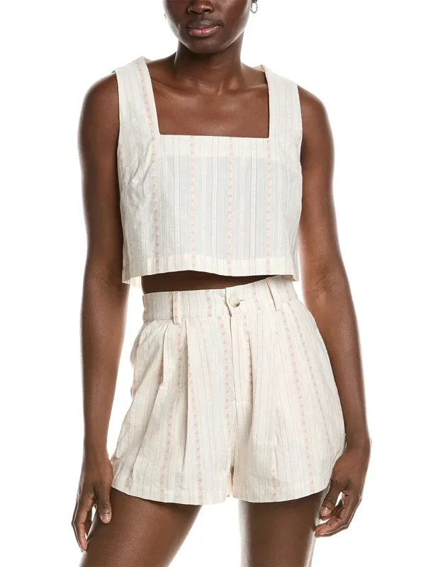 Top With Square Neckline And Light Taupe Color