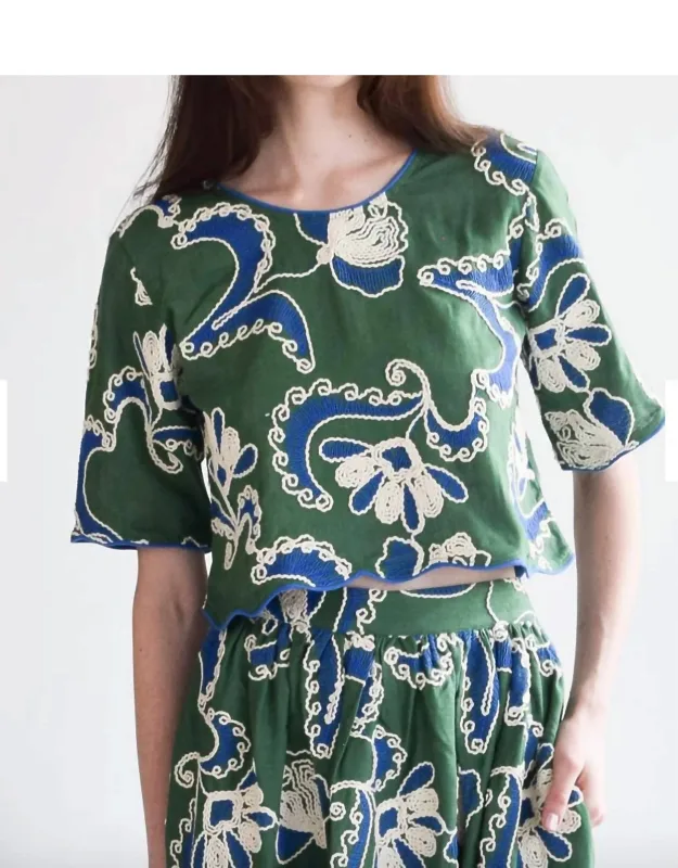 Crewel Work Crop Top