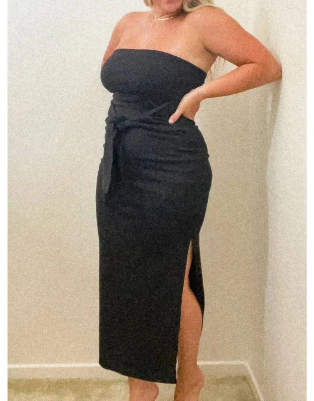 Strapless Front Tie Dress