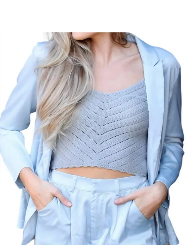 Polly Knit Crop Sweater With Scallop Detail And V Layered Design
