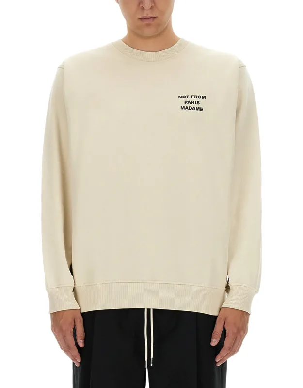 Drôle De Monsieur "slogan" Sweatshirt Made In Portugal, Model Is 190 Cm Tall, Size L