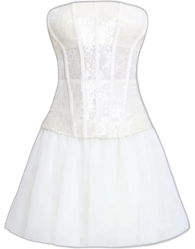 Tulle And Sequin Lace Corset Mini Dress