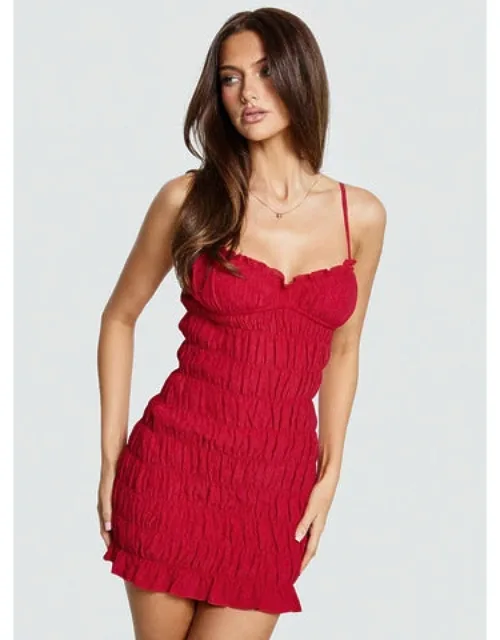 Shirred Mini Dress Sweetheart Neckline