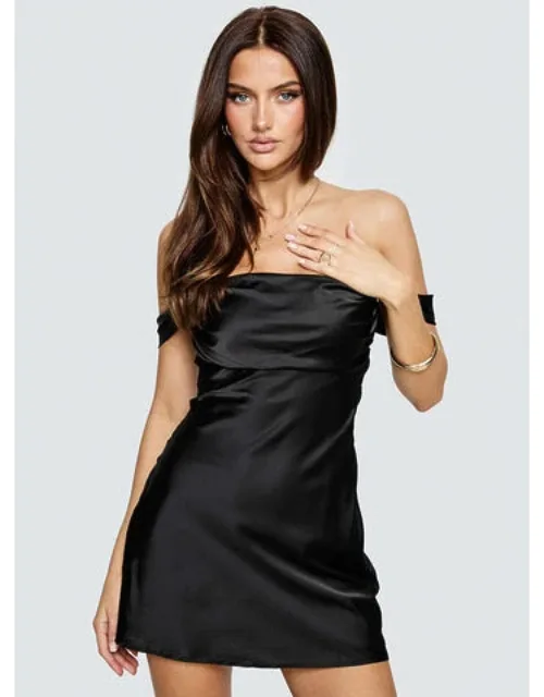 Zabbarra Off The Shoulder Mini Dress With Satin Material And Invisible Zip Fastening