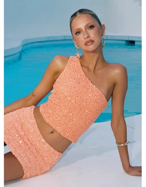 Sequin One Shoulder Top