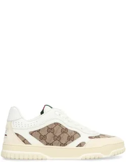 Re-web Low-top Sneakers With Original Gg Fabric Inserts And Suede Details