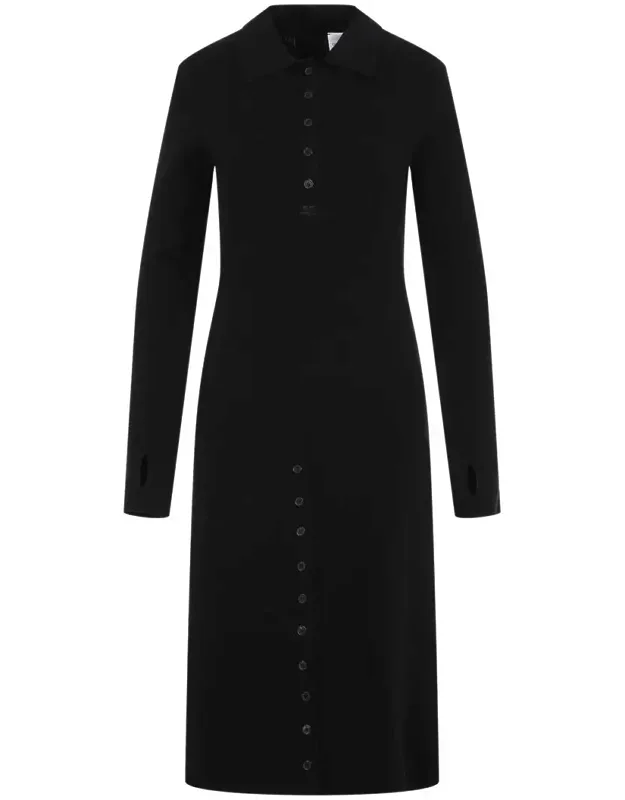 Dress With Polo Collar And Multi-button Details