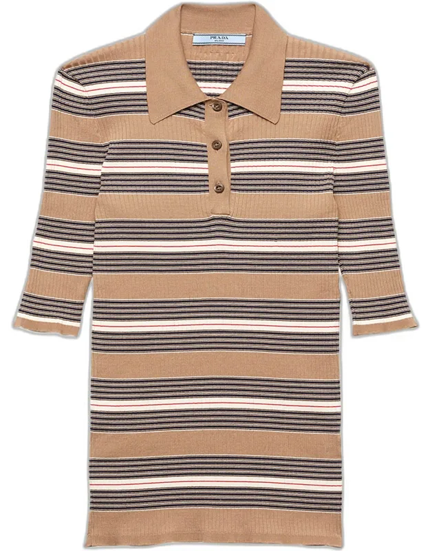 Ribbed Knit Polo Shirt