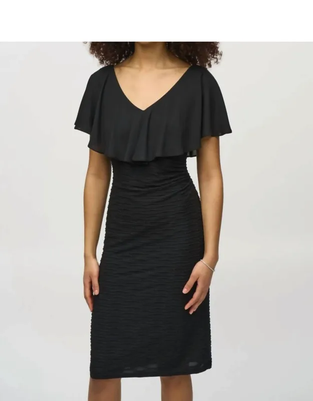V-neck Chiffon Overlay Sheath Dress