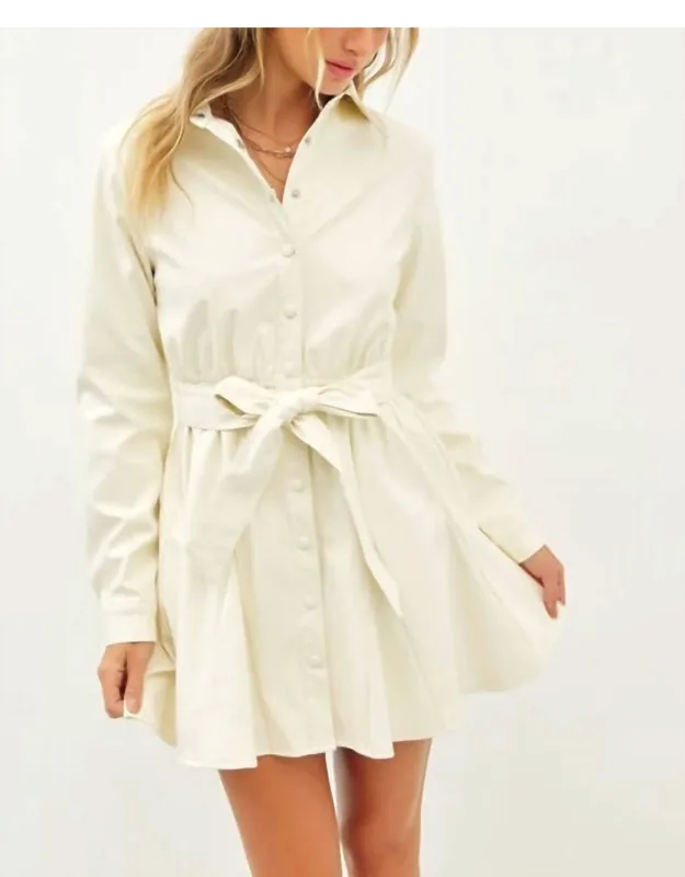 Pleather Button Up Dress