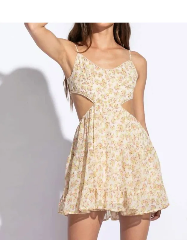 Floral Ribcage Cutout Dress